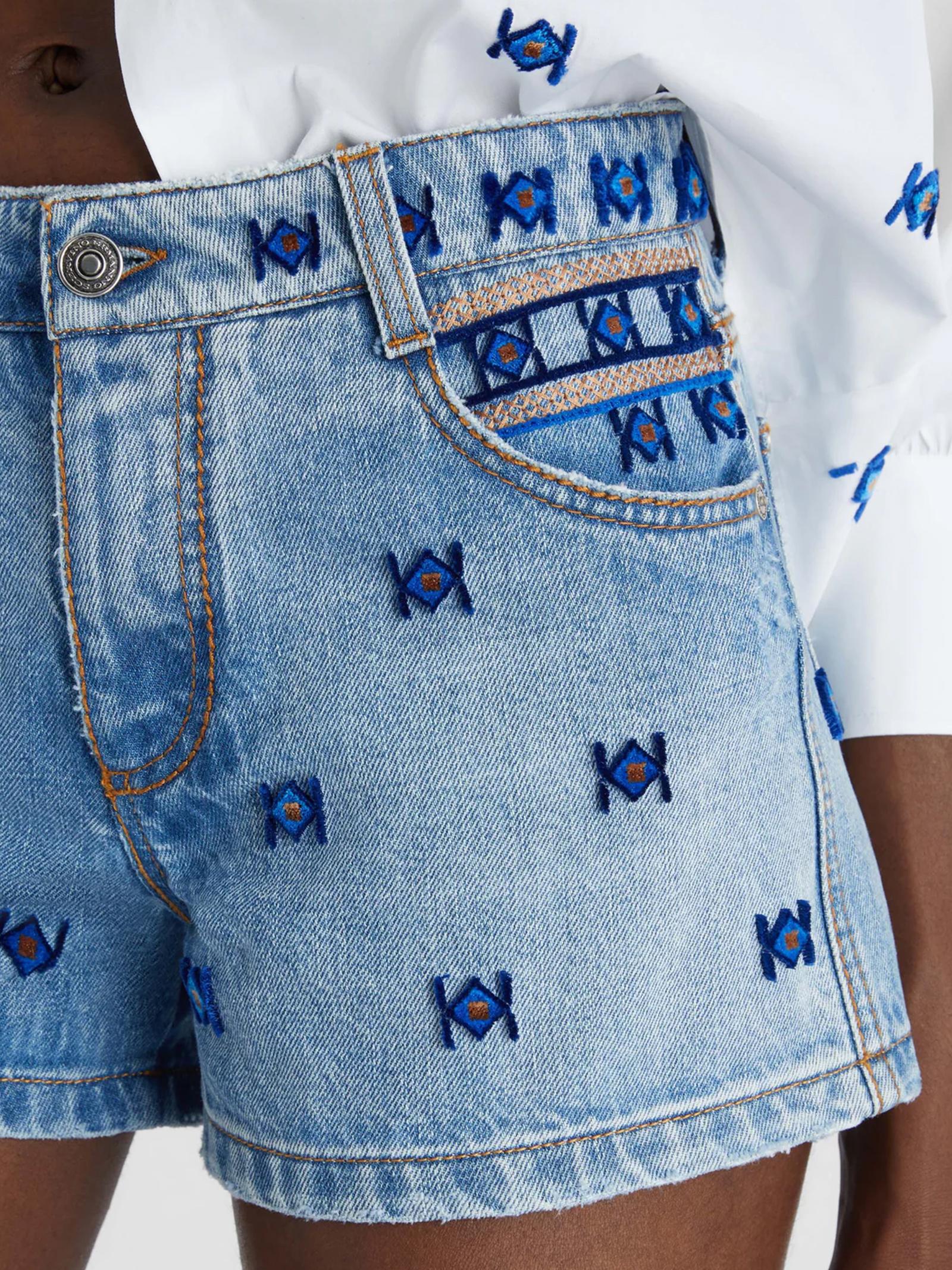 Shorts denim con ricamo D467P324RCFKV 94037 ERMANNO SCERVINO