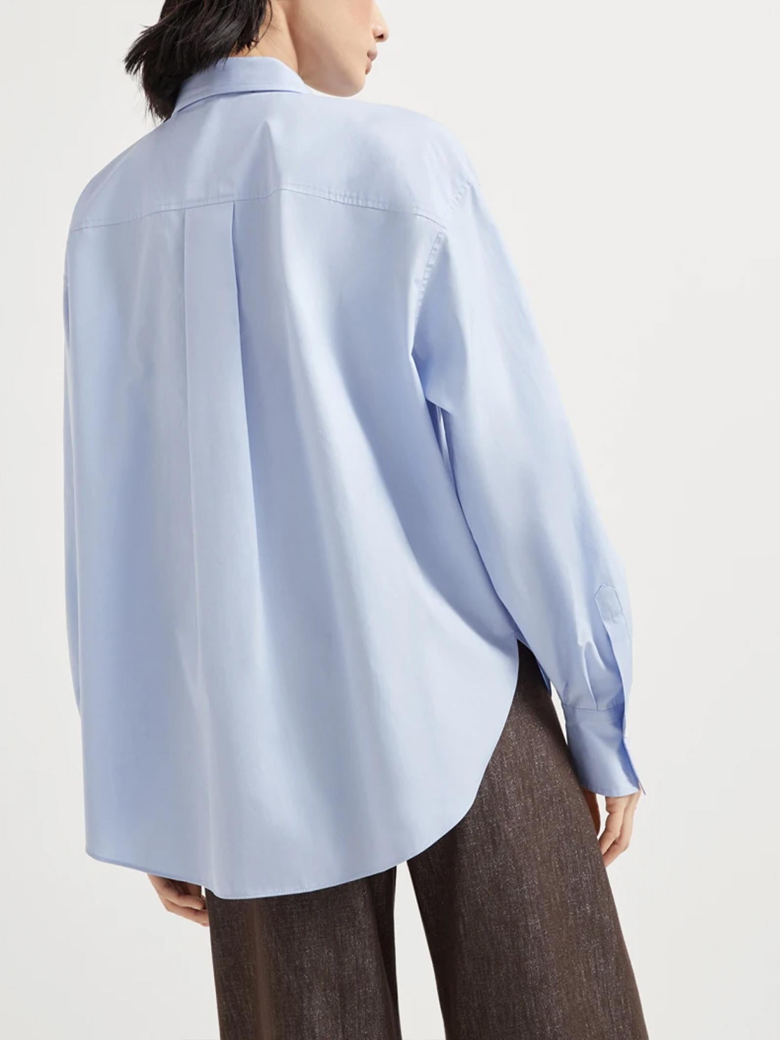 Camicia in popeline di cotone MH772MY526 C172 BRUNELLO CUCINELLI
