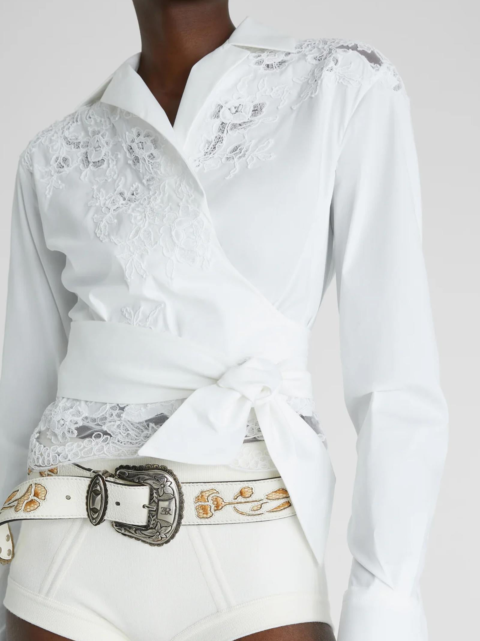 Camicia in pizzo a corda D462K304GCX 10601 ERMANNO SCERVINO
