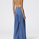 Top con scollo all'americana
