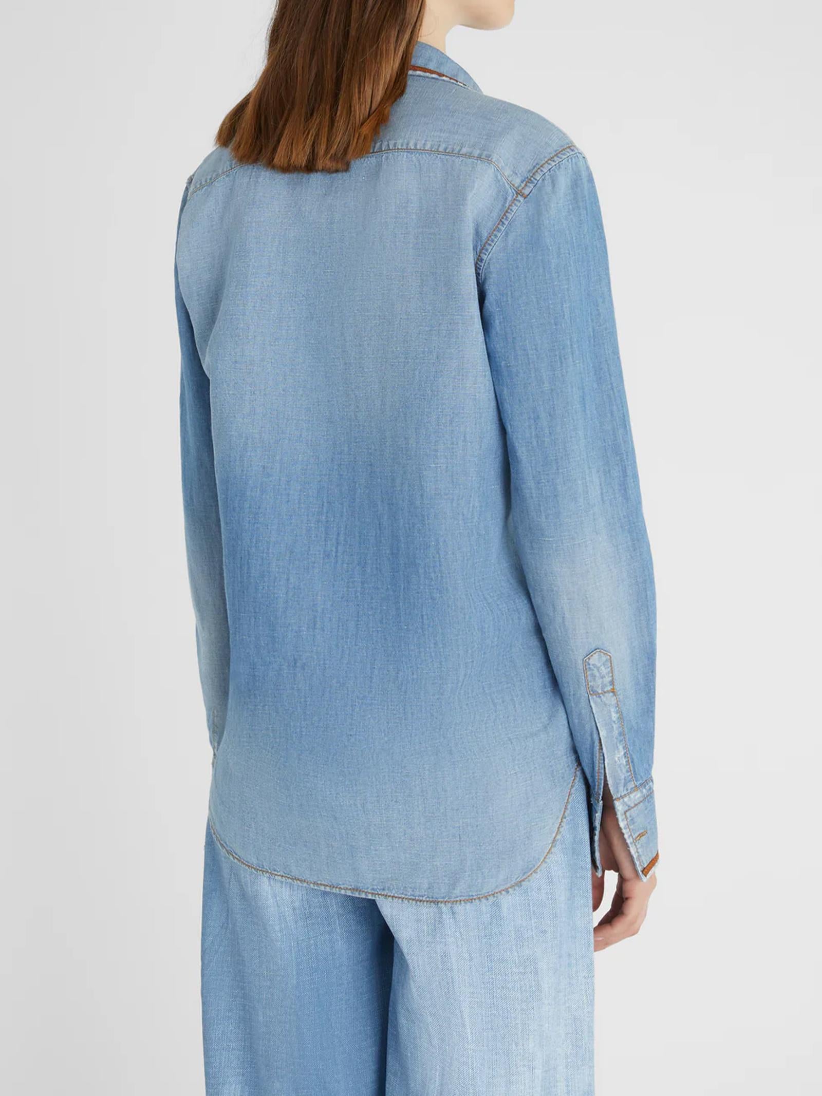 Camicia denim con ricamo a fiori D462K318TZD 94037 ERMANNO SCERVINO