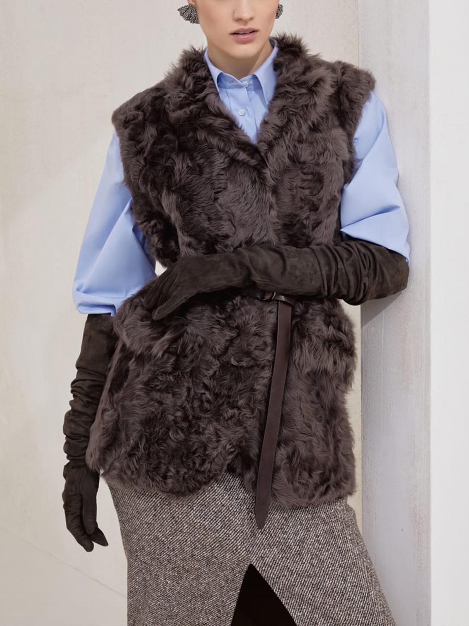 Gilet in shearling MPCHK7498 C4408 BRUNELLO CUCINELLI