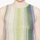 Top parzializzato a righe con paillettes