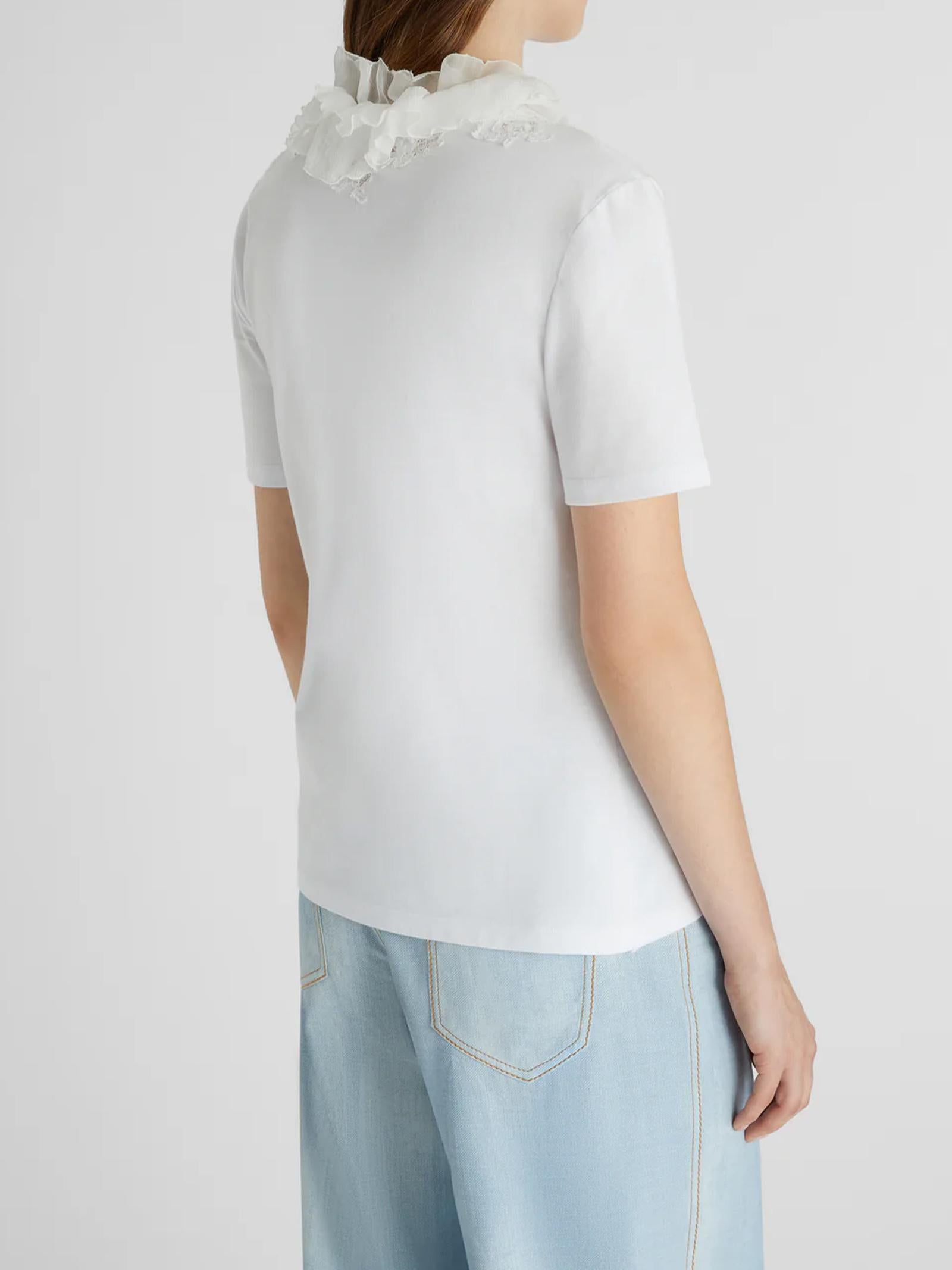 T-shirt con ruches e scollo a V D462L353DUX 10601 ERMANNO SCERVINO