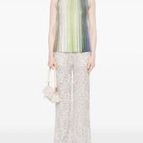 Top parzializzato a righe con paillettes