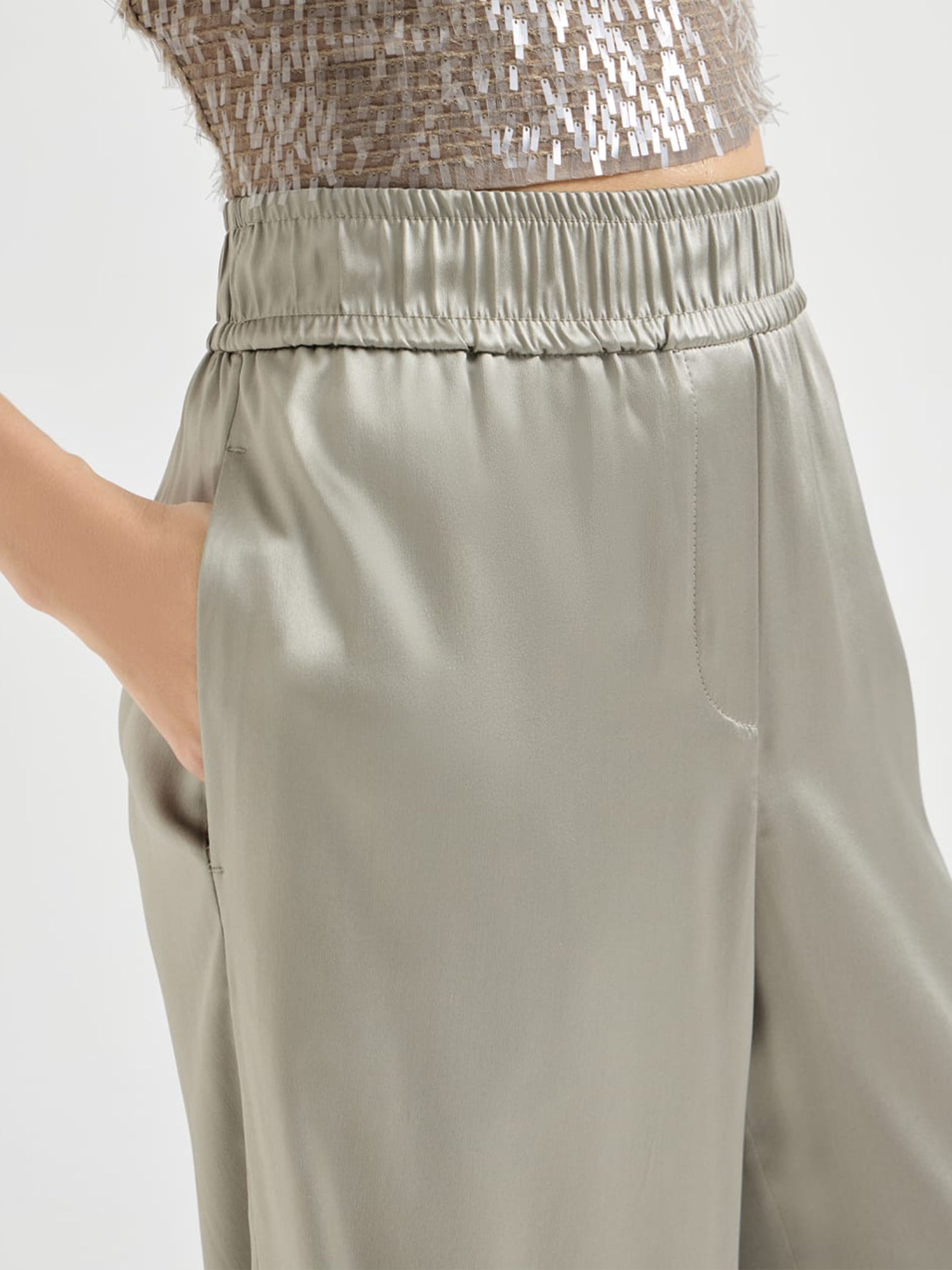 Pantaloni in raso di seta M0C59P8942 C9125 BRUNELLO CUCINELLI 