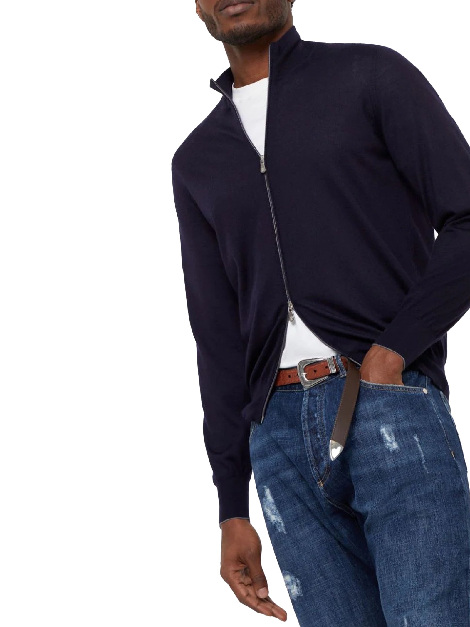 Cardigan con zip M2300106 CW425 BRUNELLO CUCINELLI 