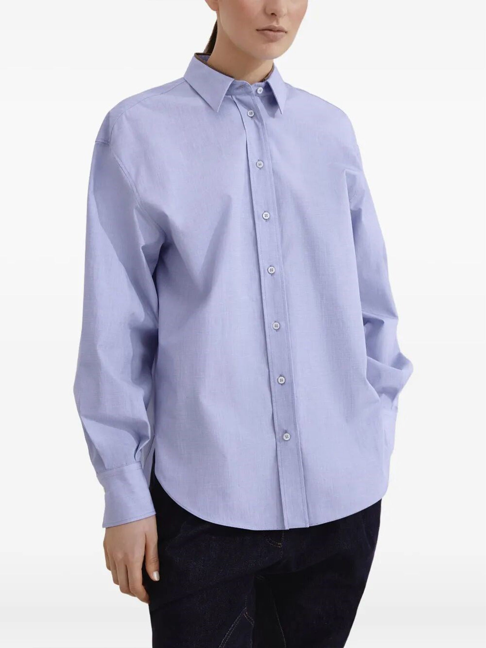Camicia in tela di cotone MA795NL916 C013 BRUNELLO CUCINELLI 