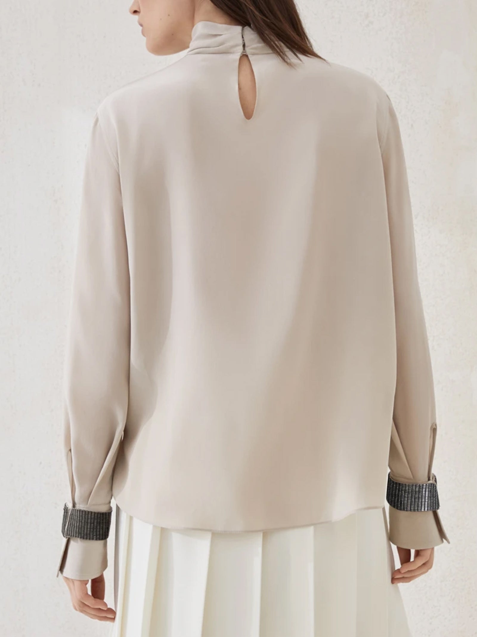 T-shirt collo alto in seta MB993EK714 C8561 BRUNELLO CUCINELLI 