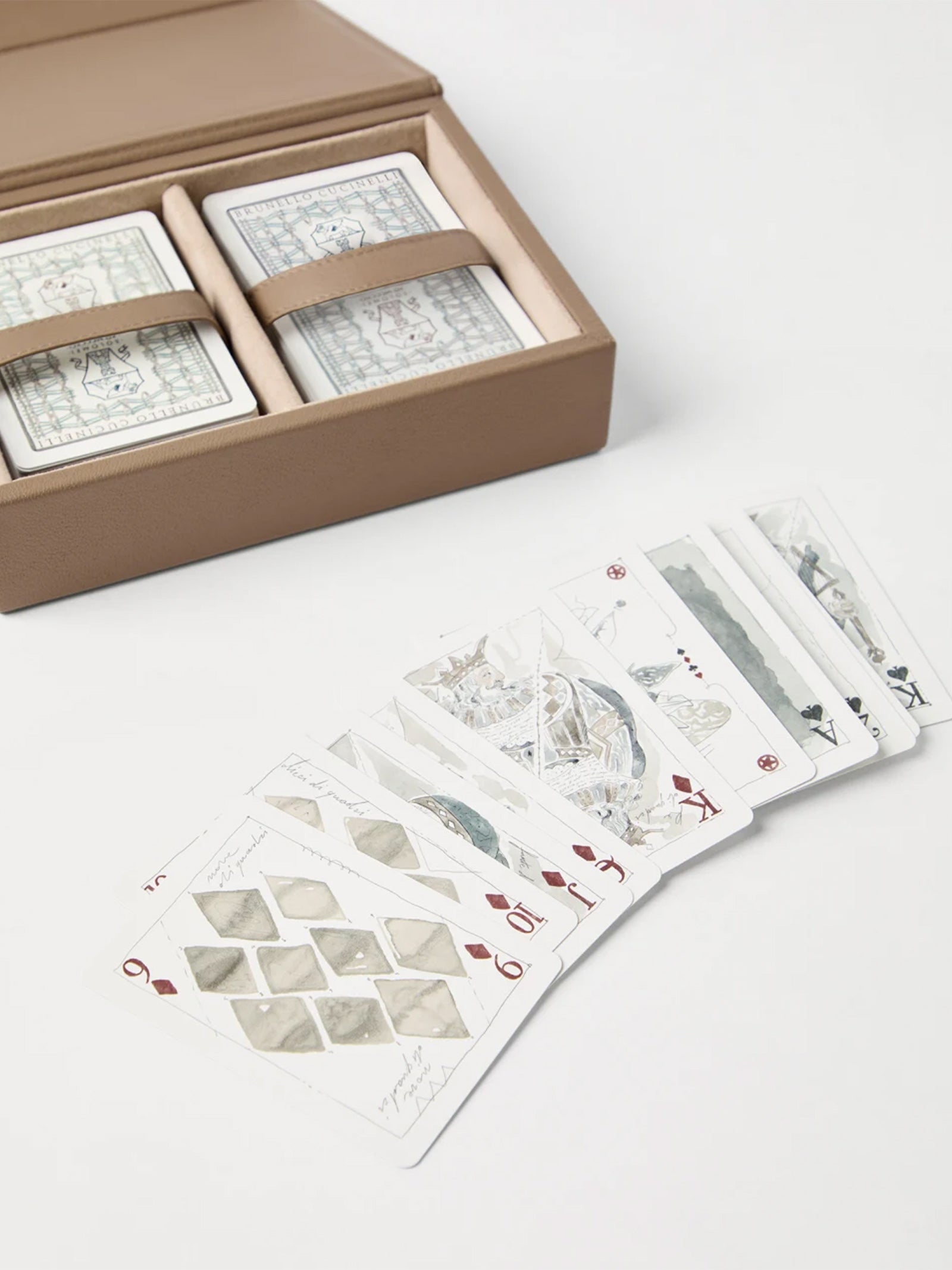Set di carte da gioco con cofanetto in pelle MLZSECGAM3 C5859 BRUNELLO CUCINELLI 