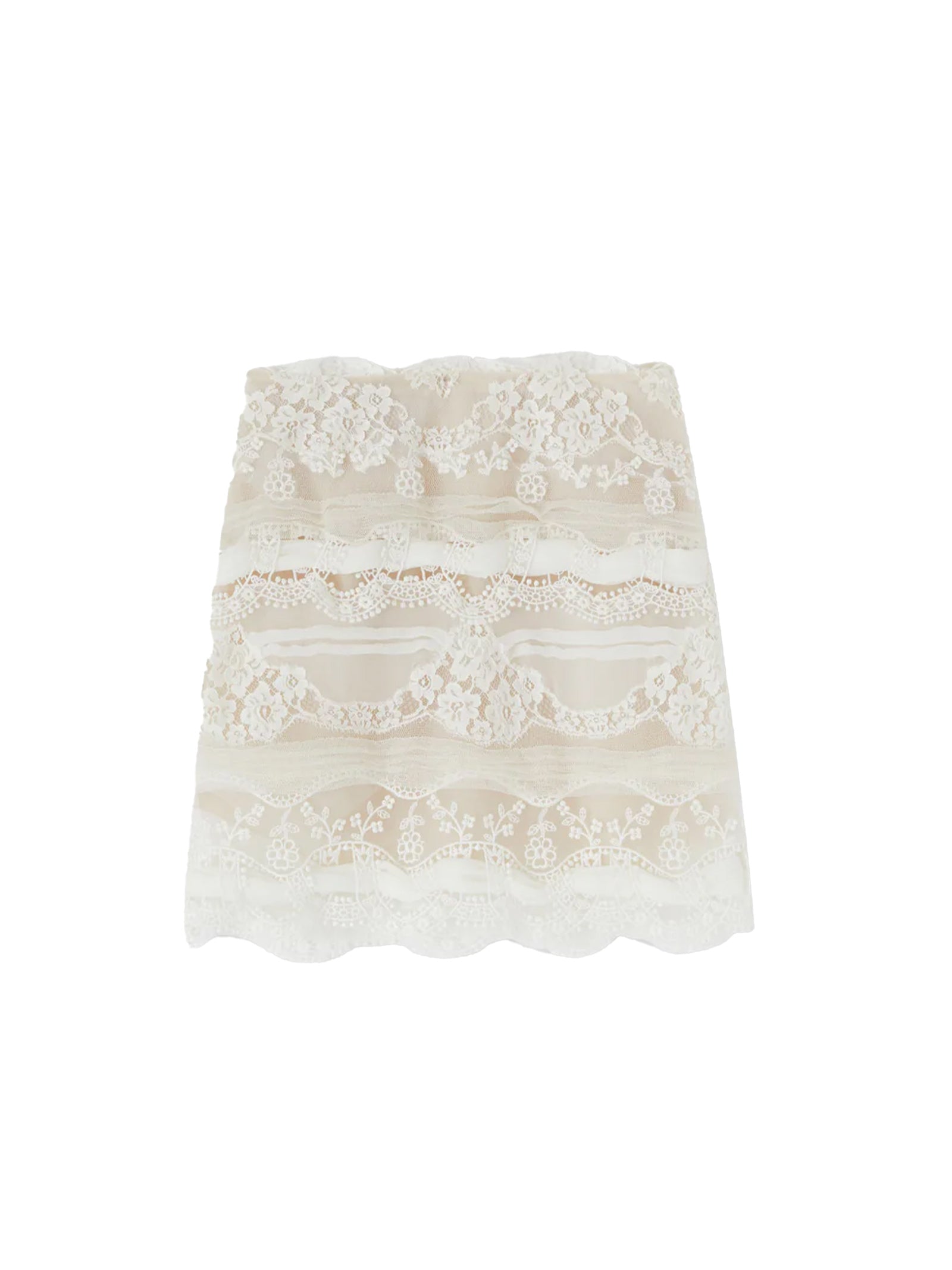 Minigonna in pizzo e georgette D472O332EOI 10602 ERMANNO SCERVINO 