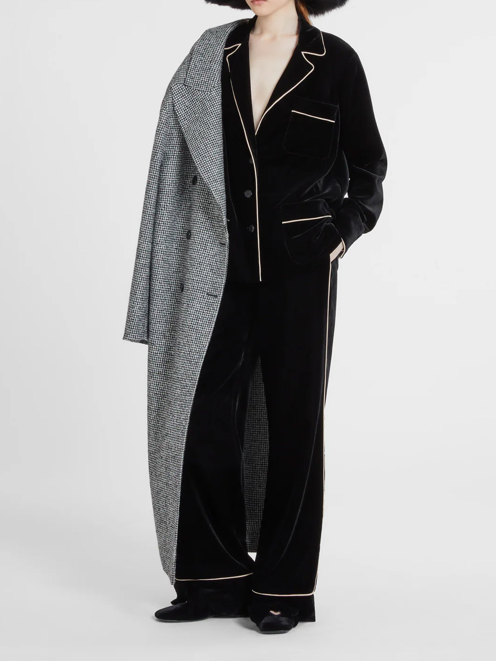 Pantalone palazzo in velluto D472P701QVJ 95708 ERMANNO SCERVINO 