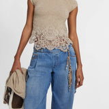Top cashmere con pizzo D475L327APPYU M1507 ERMANNO SCERVINO 