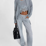 Cardigan scollo a V in cashmere con pizzo D475N304APKFX M2921 ERMANNO SCERVINO 