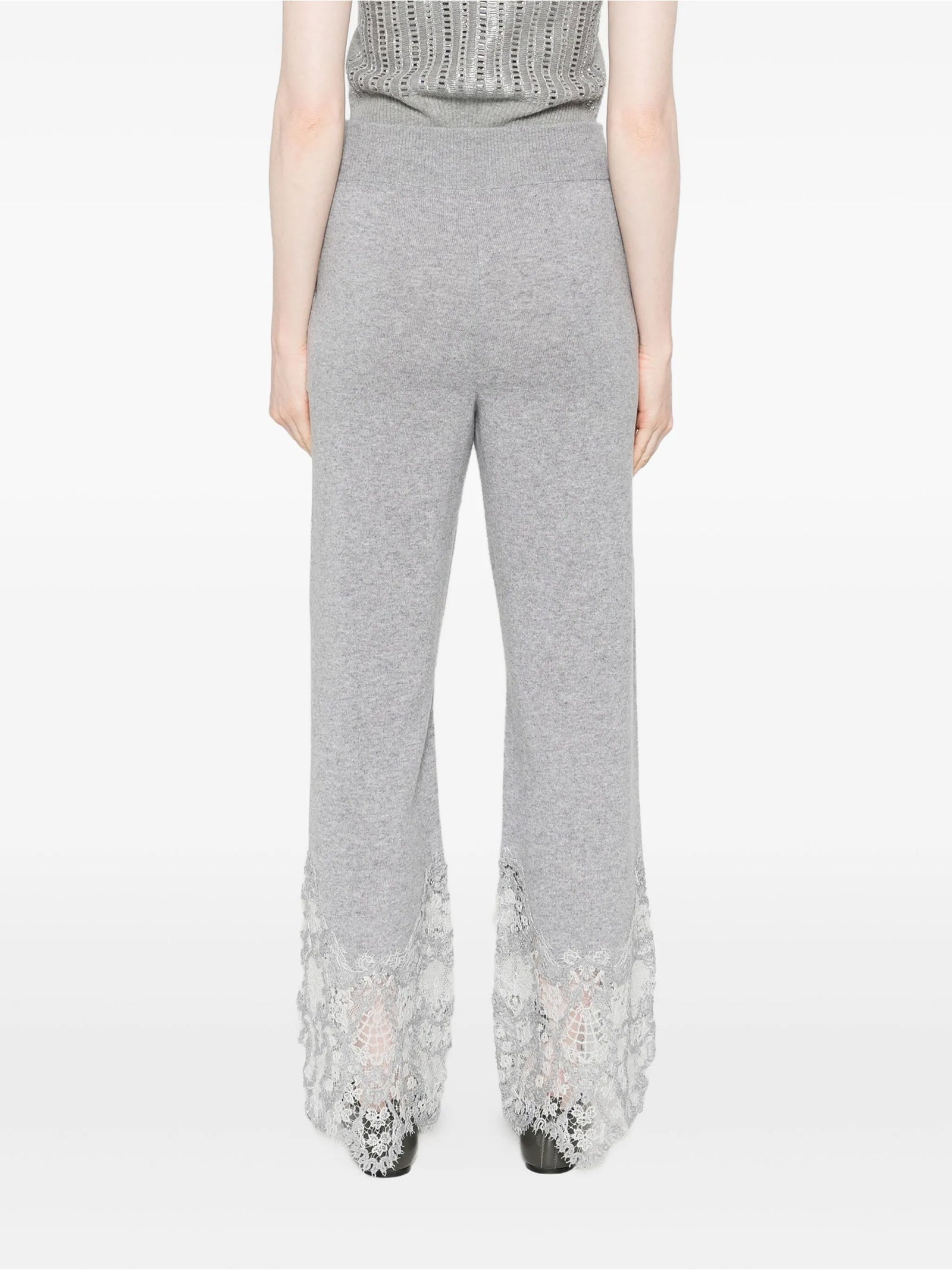Pantaloni palazzo in cashmere con pizzo D475P304APPYU M2921 ERMANNO SCERVINO 