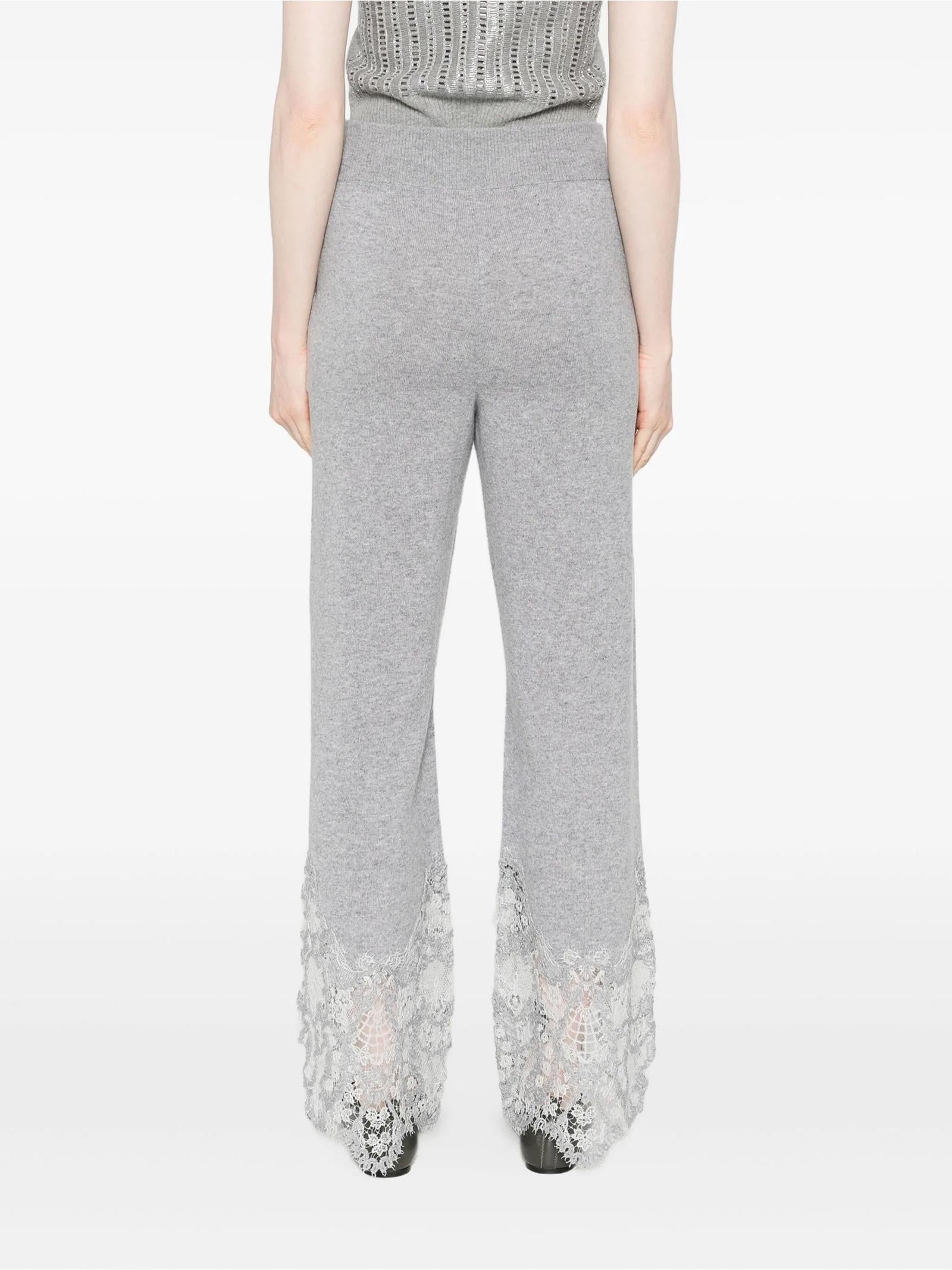 Pantaloni palazzo in cashmere con pizzo D475P304APPYU M2921 ERMANNO SCERVINO 