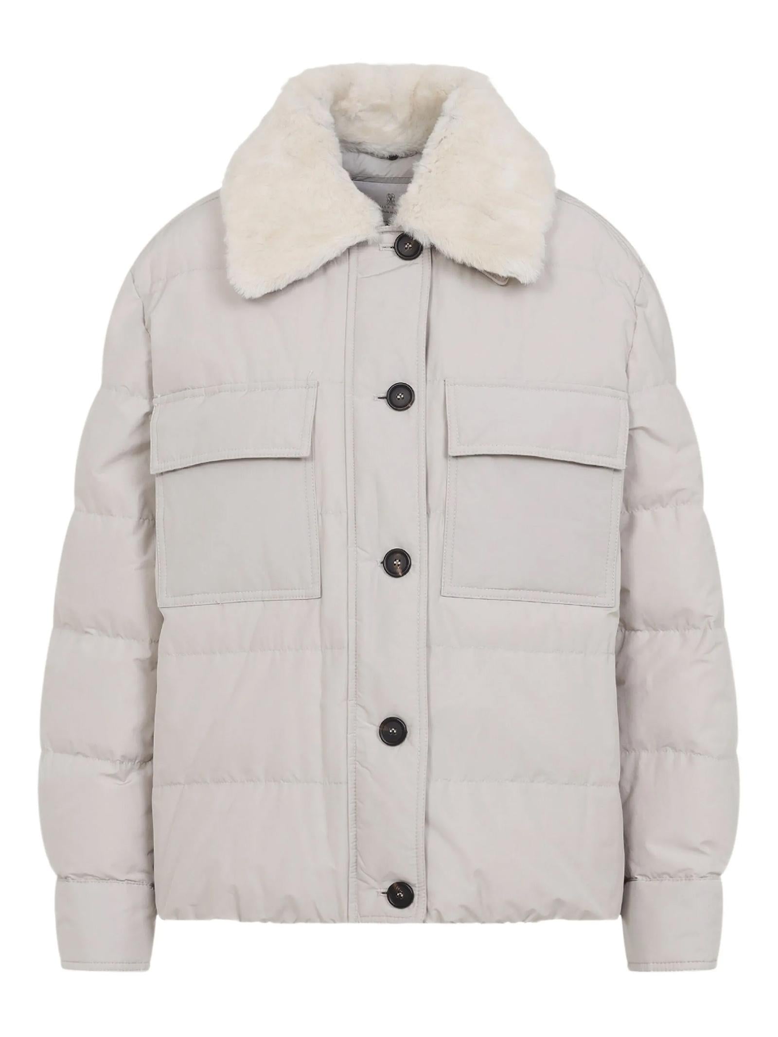 Piumino con collo in shearling MG5017688 C7958 BRUNELLO CUCINELLI 