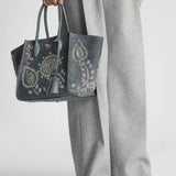 Borsa Maggie in camoscio ricamato