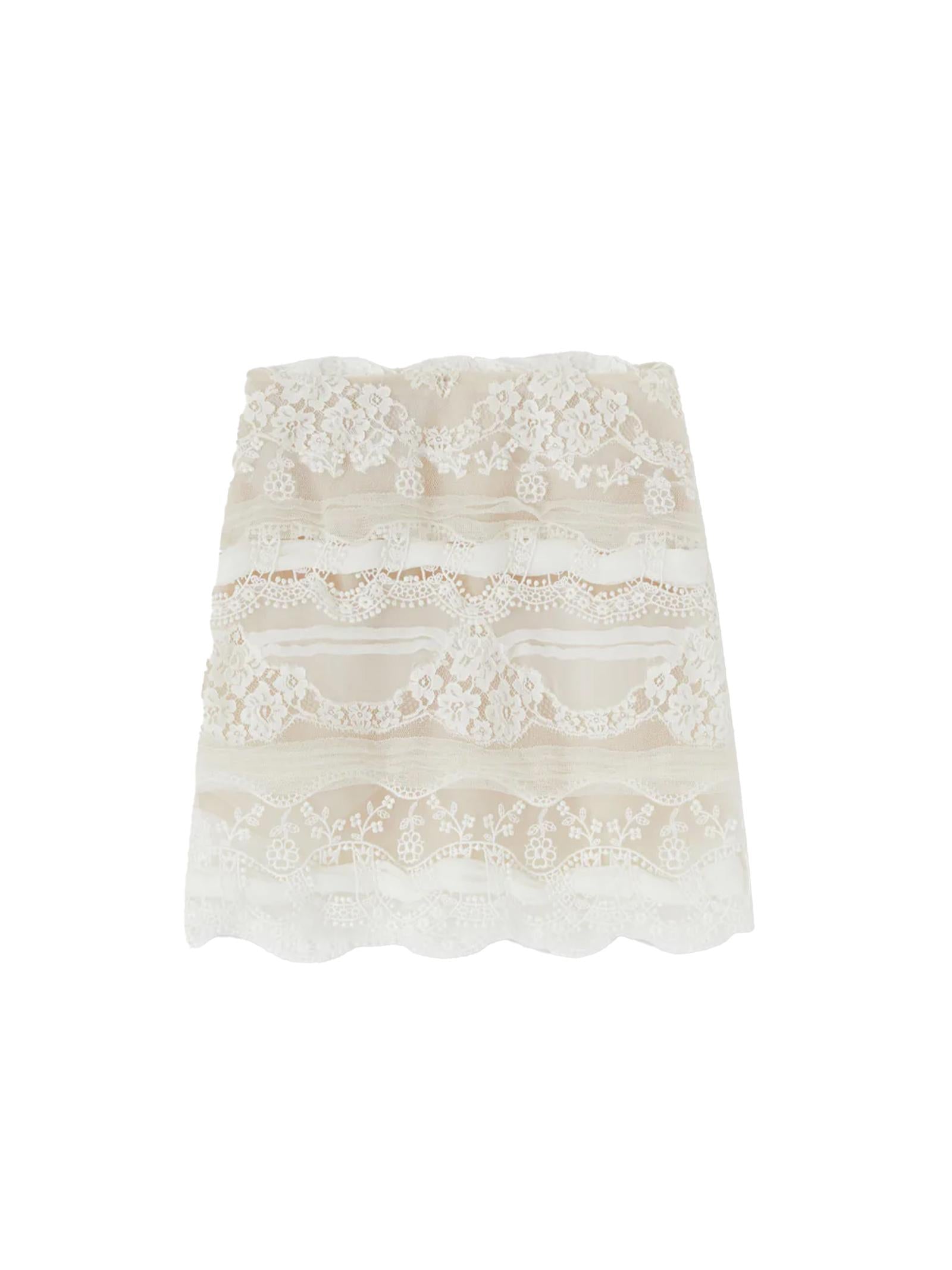 Minigonna in pizzo e georgette D472O332EOI 10602 ERMANNO SCERVINO 