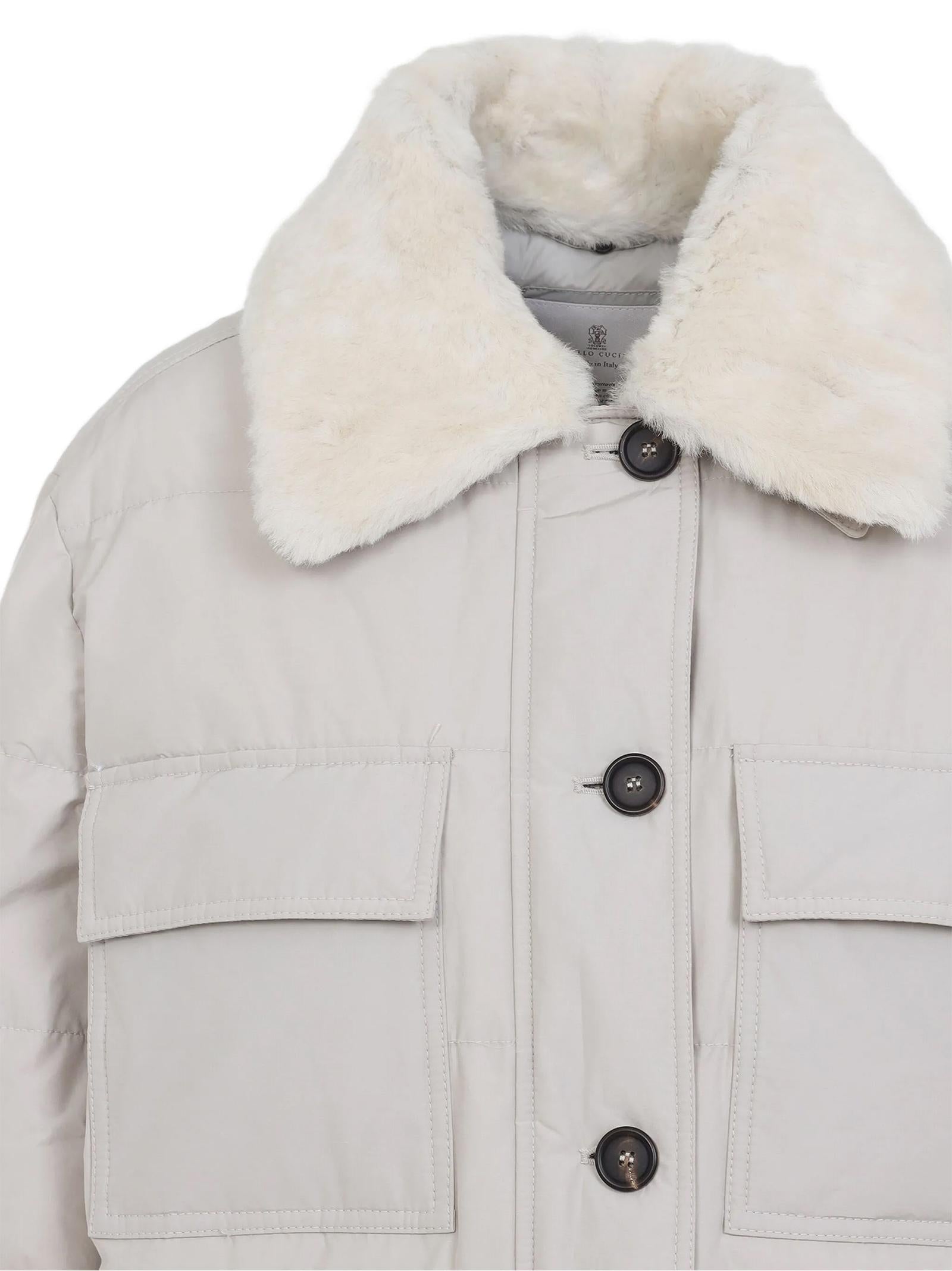 Piumino con collo in shearling MG5017688 C7958 BRUNELLO CUCINELLI 
