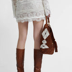 Minigonna in pizzo e georgette D472O332EOI 10602 ERMANNO SCERVINO 