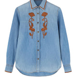 Camicia denim con ricamo a fiori D462K318TZD 94037 ERMANNO SCERVINO 