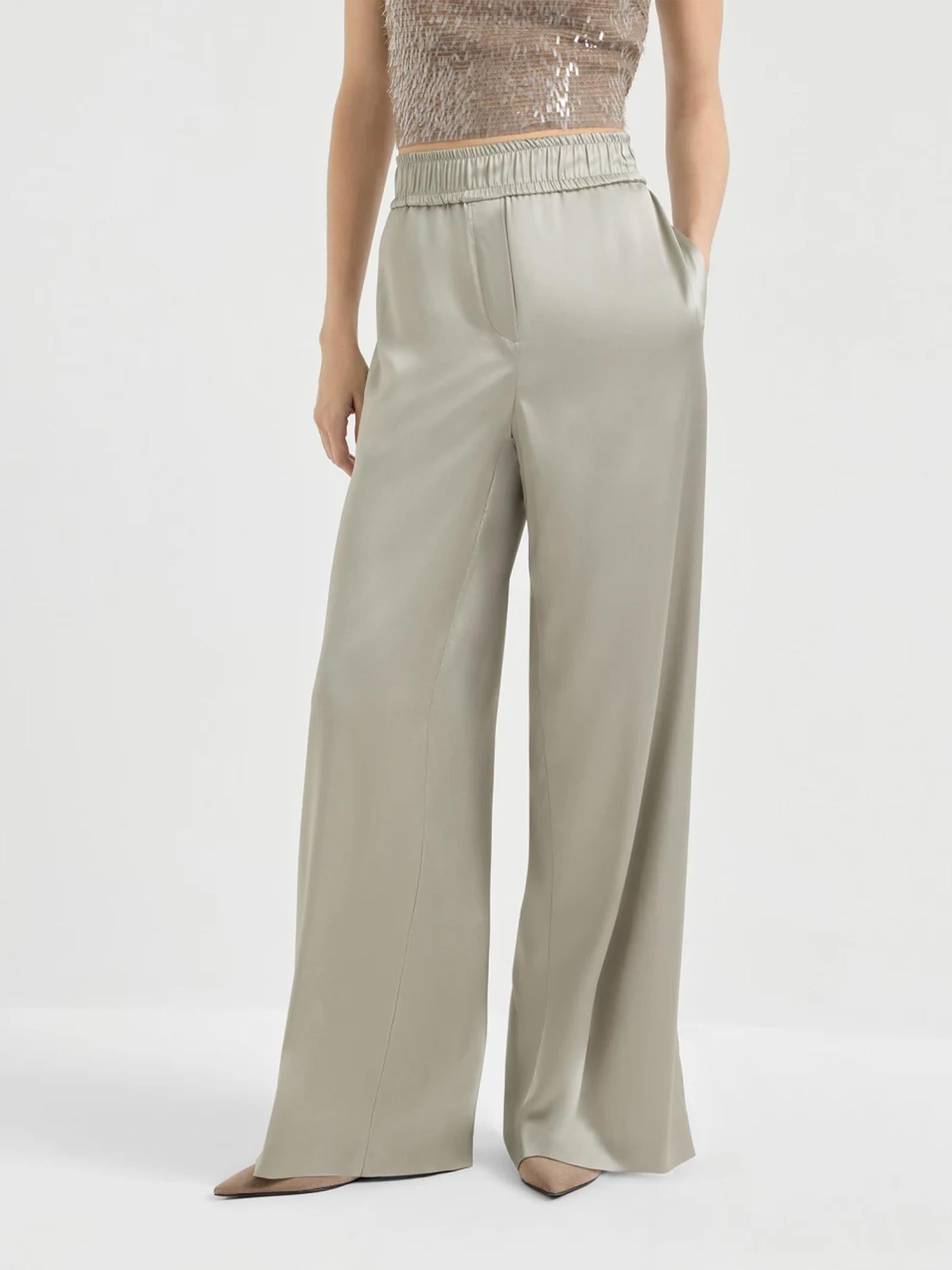 Pantaloni in raso di seta M0C59P8942 C9125 BRUNELLO CUCINELLI 