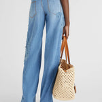 Jeans con applicazione a fiori D467P367APFRQ 94037 ERMANNO SCERVINO 