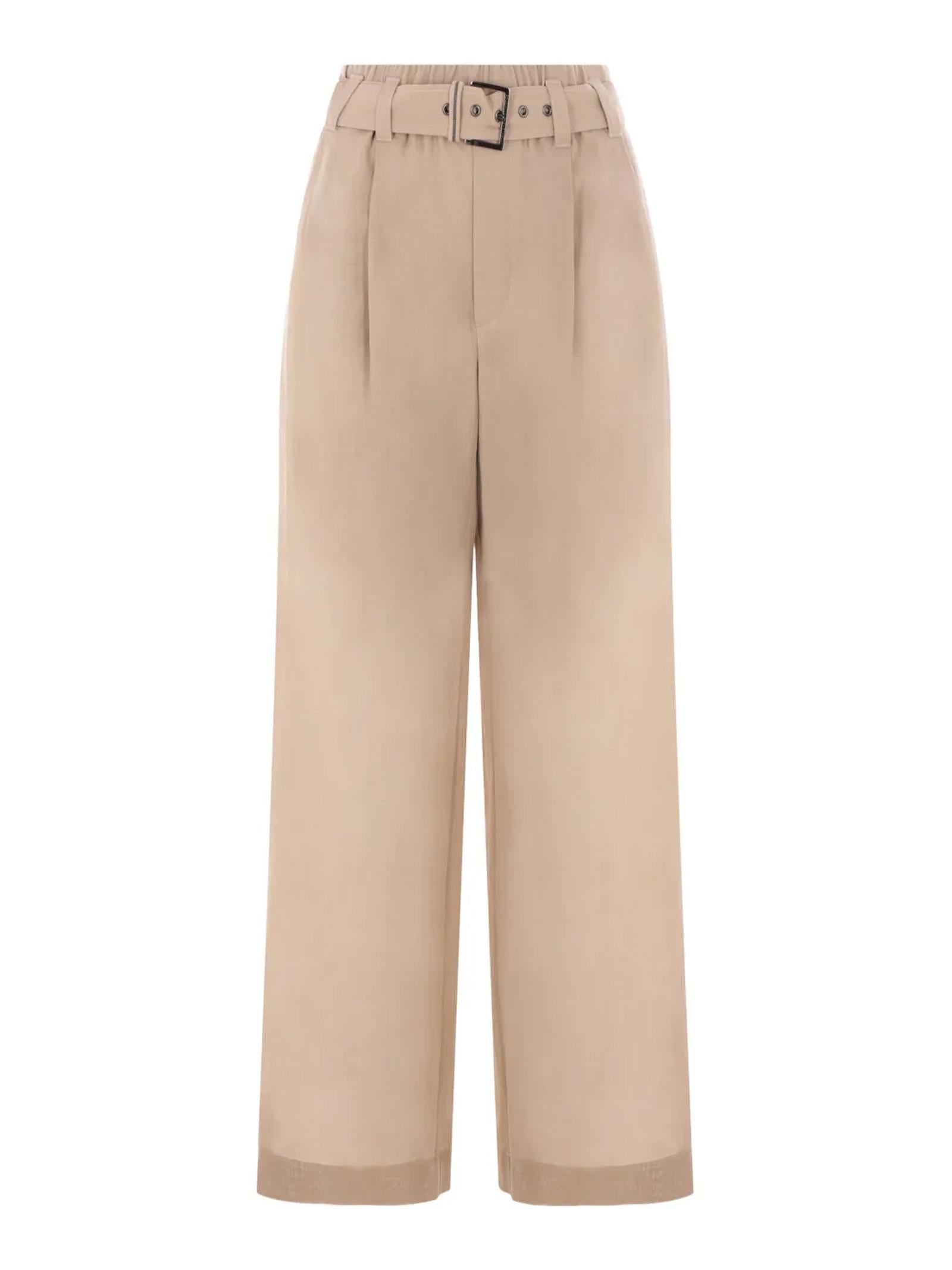 Pantaloni in organza di cotone con cintura MH911P8862 C8690 BRUNELLO CUCINELLI 