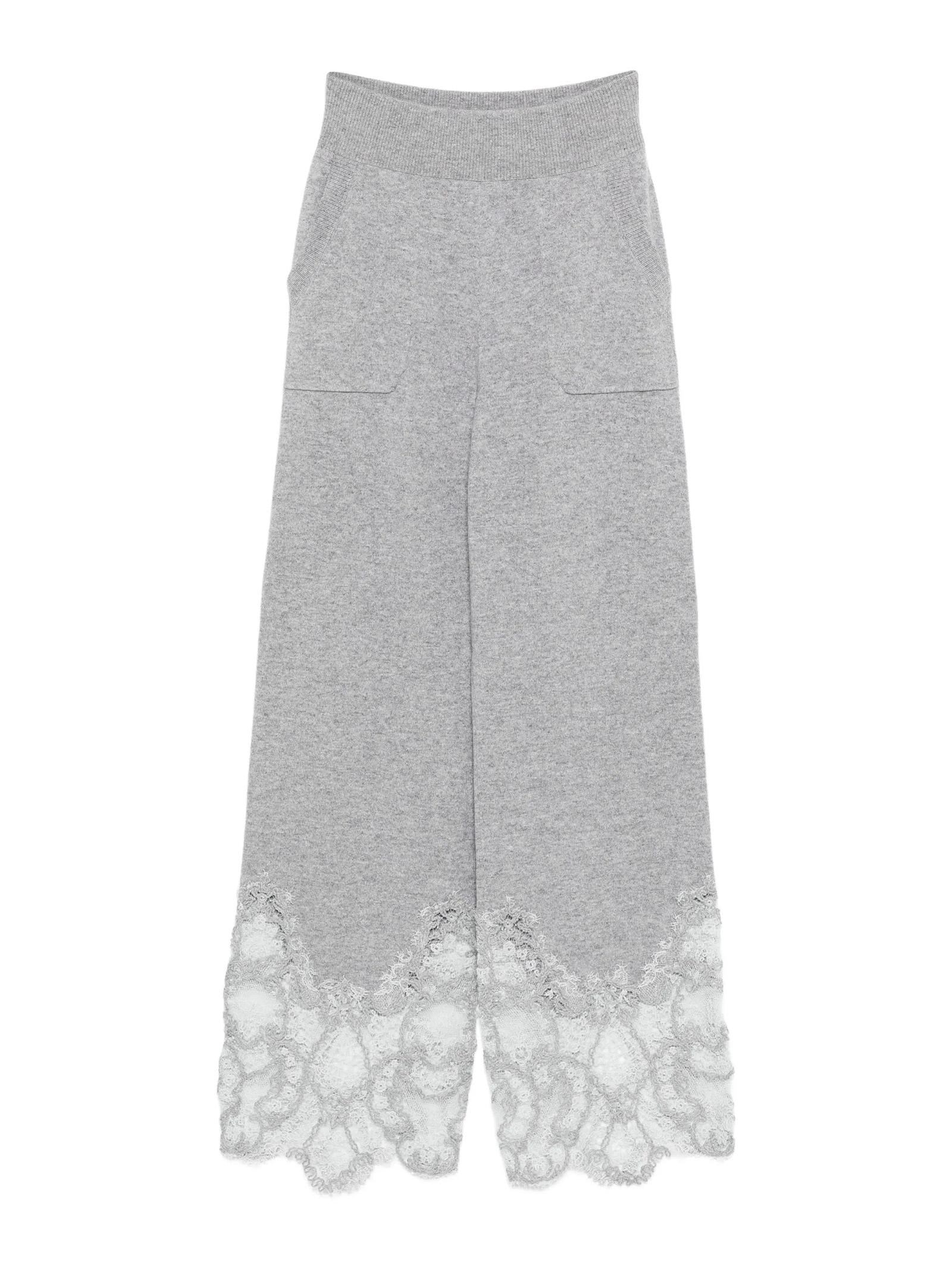Pantaloni palazzo in cashmere con pizzo D475P304APPYU M2921 ERMANNO SCERVINO 