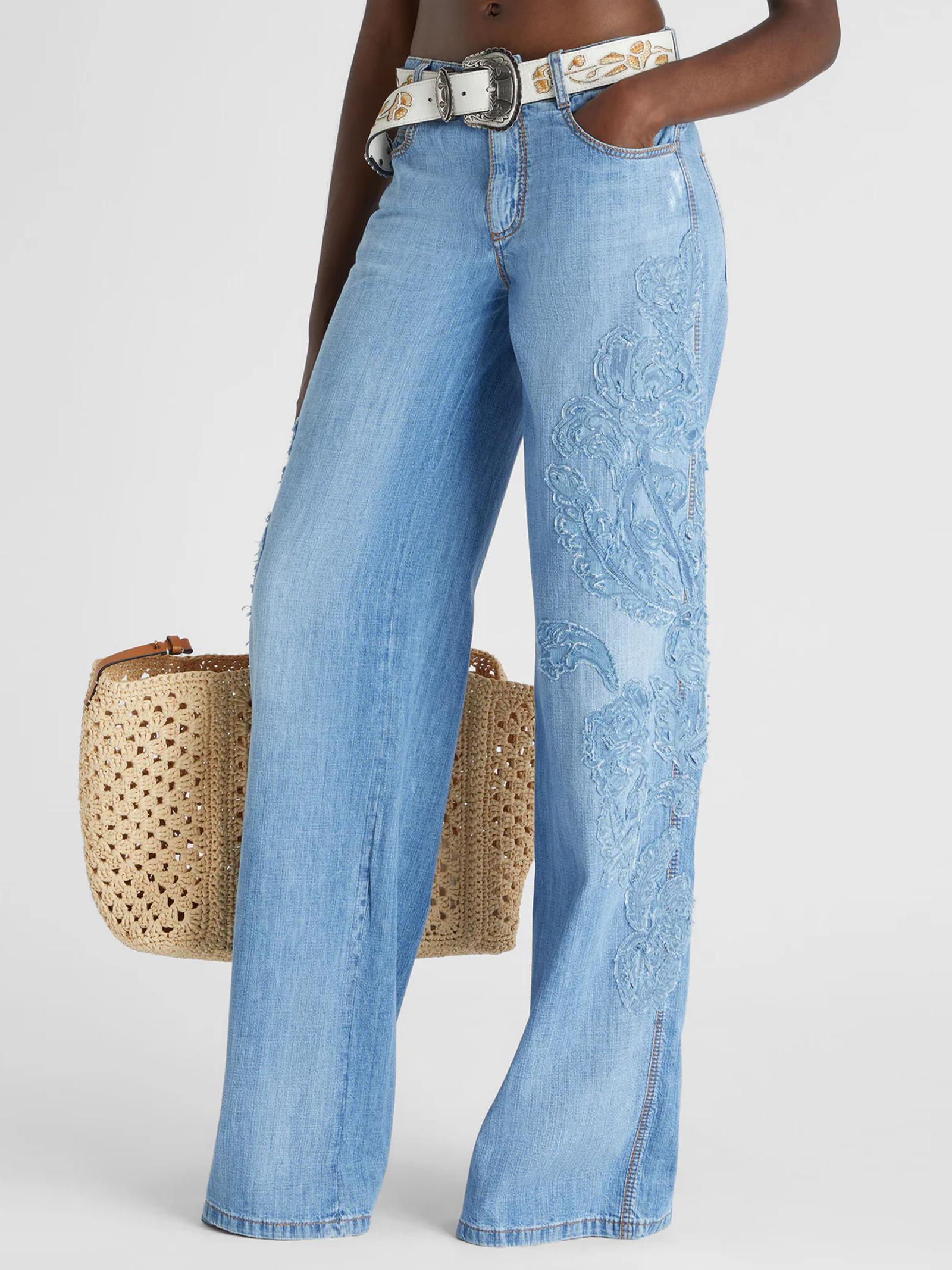 Jeans con applicazione a fiori D467P367APFRQ 94037 ERMANNO SCERVINO 