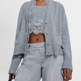 Cardigan scollo a V in cashmere con pizzo D475N304APKFX M2921 ERMANNO SCERVINO 