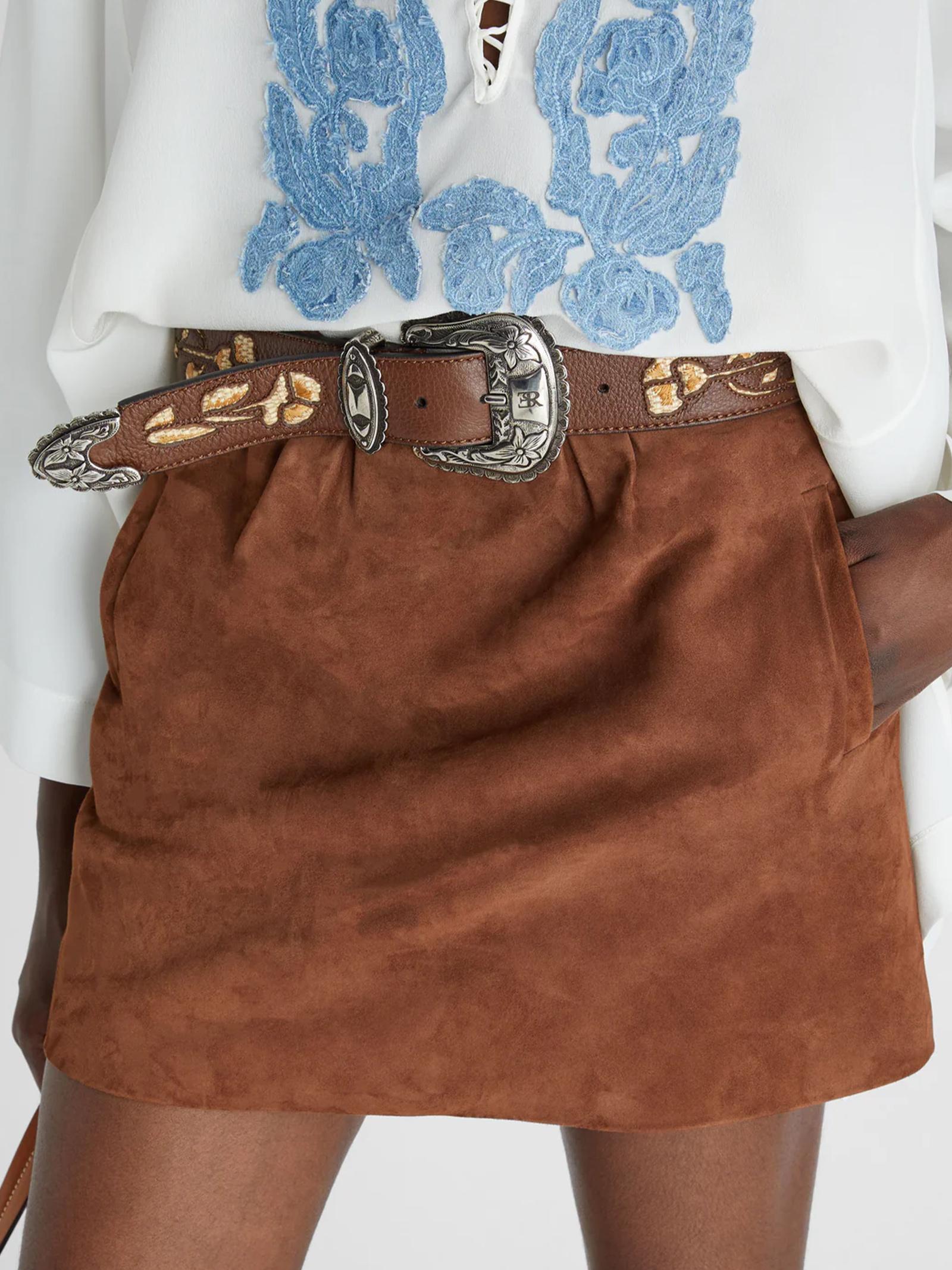 Mini gonna in pelle scamosciata D462O348ZSU 91230 ERMANNO SCERVINO 