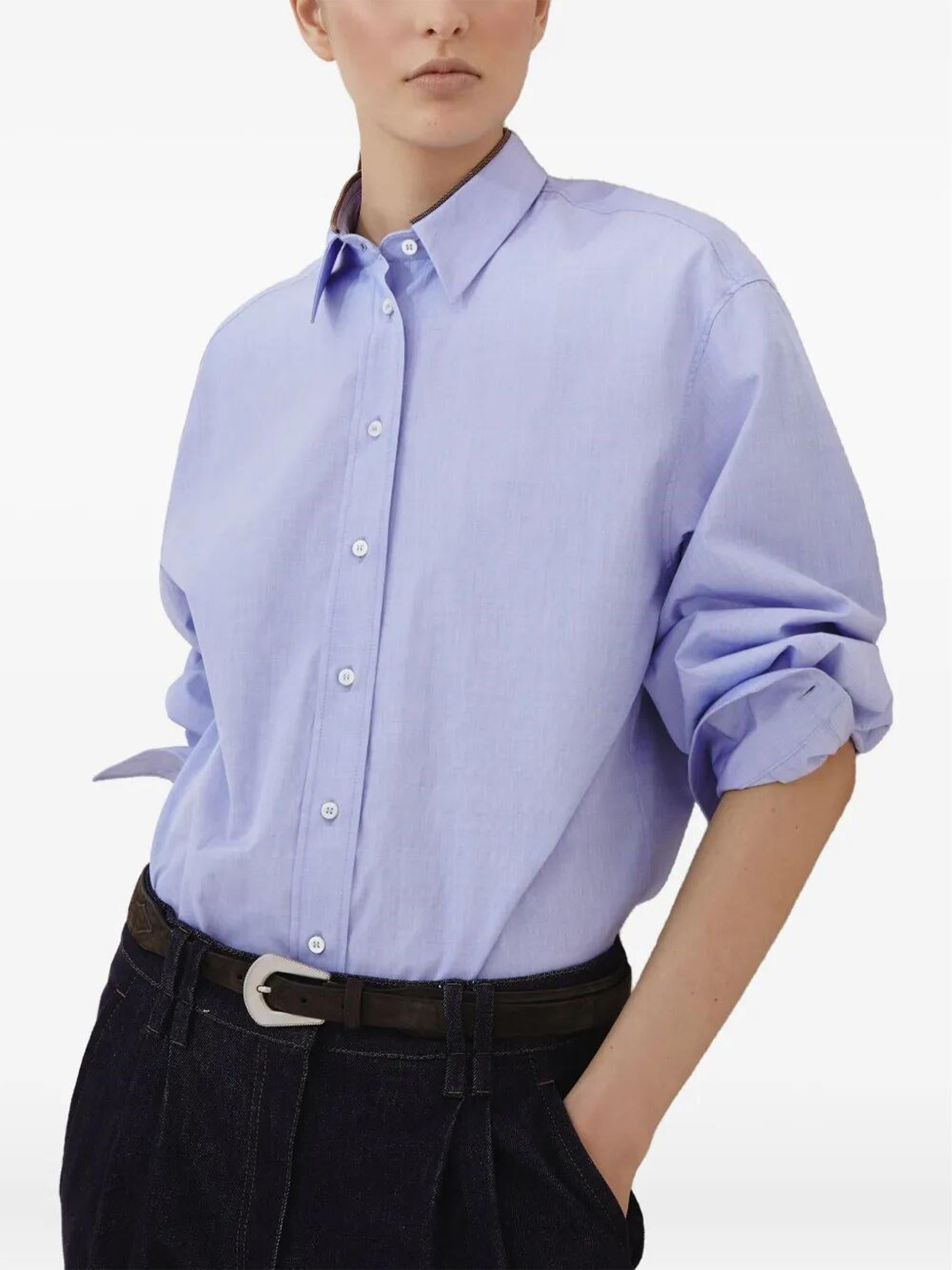 Camicia in tela di cotone MA795NL916 C013 BRUNELLO CUCINELLI 