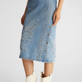Gonna denim longuette