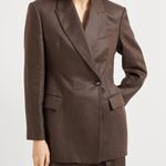 Giacca doppiopetto in twill di lino ML1427261 C273 BRUNELLO CUCINELLI 
