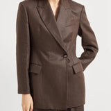 Giacca doppiopetto in twill di lino ML1427261 C273 BRUNELLO CUCINELLI 