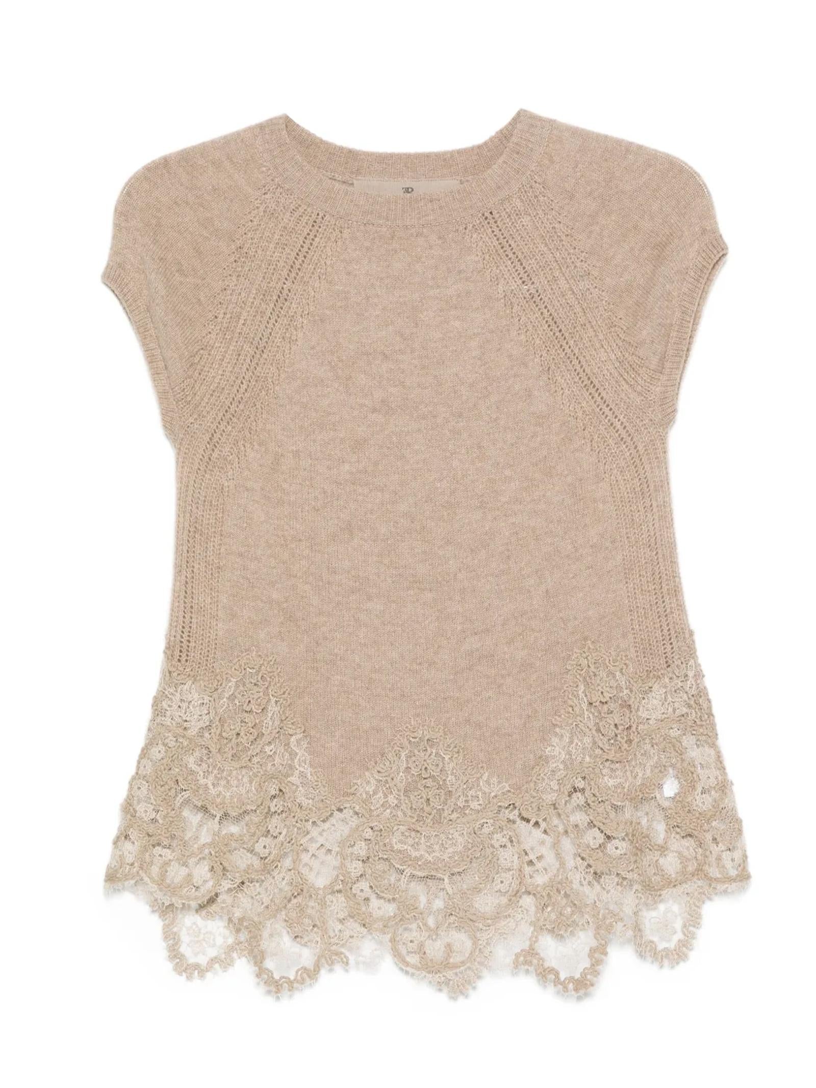 Top cashmere con pizzo D475L327APPYU M1507 ERMANNO SCERVINO 