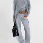 Cardigan scollo a V in cashmere con pizzo D475N304APKFX M2921 ERMANNO SCERVINO 