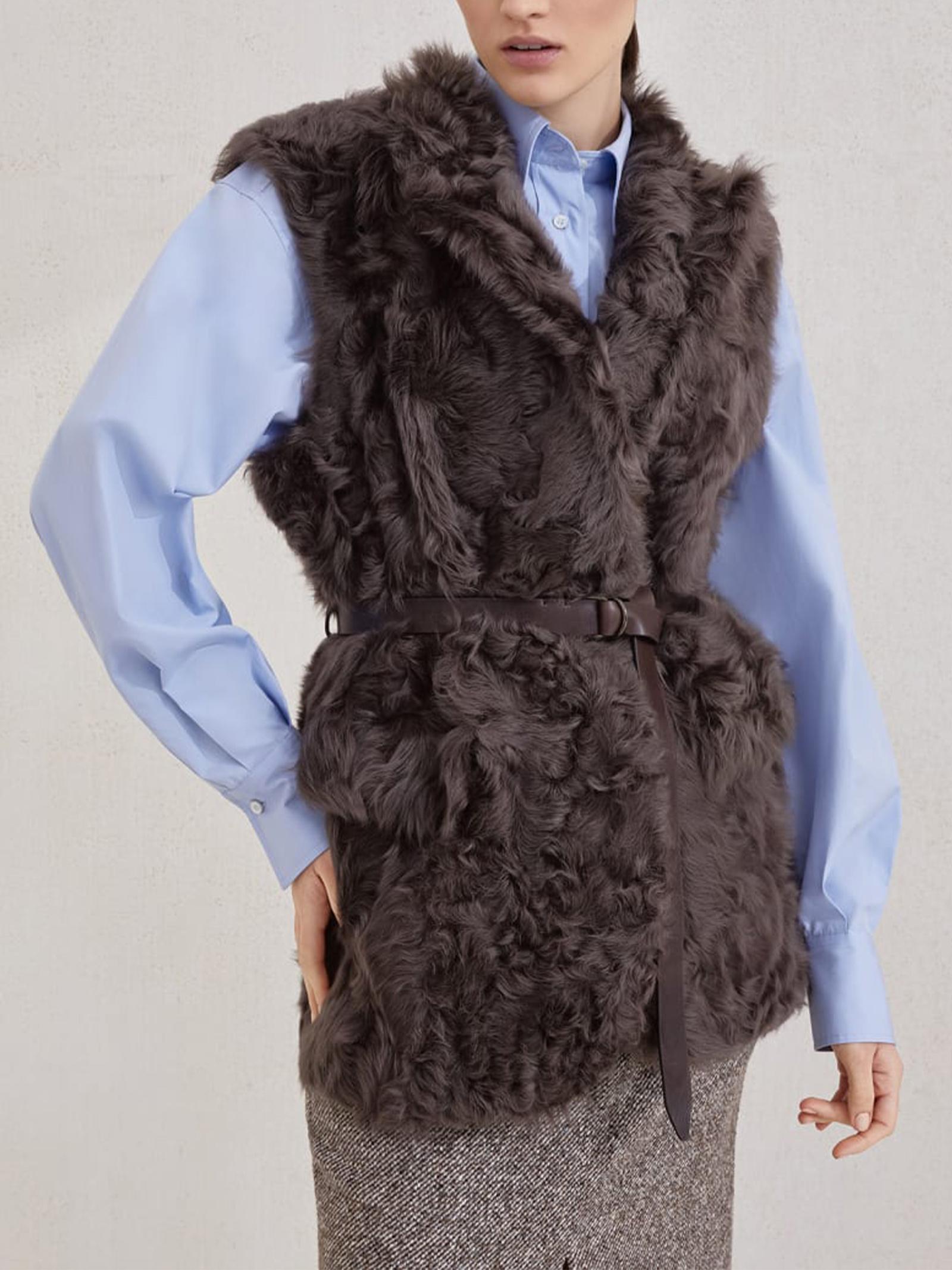 Gilet in shearling MPCHK7498 C4408 BRUNELLO CUCINELLI 