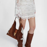 Minigonna in pizzo e georgette D472O332EOI 10602 ERMANNO SCERVINO 