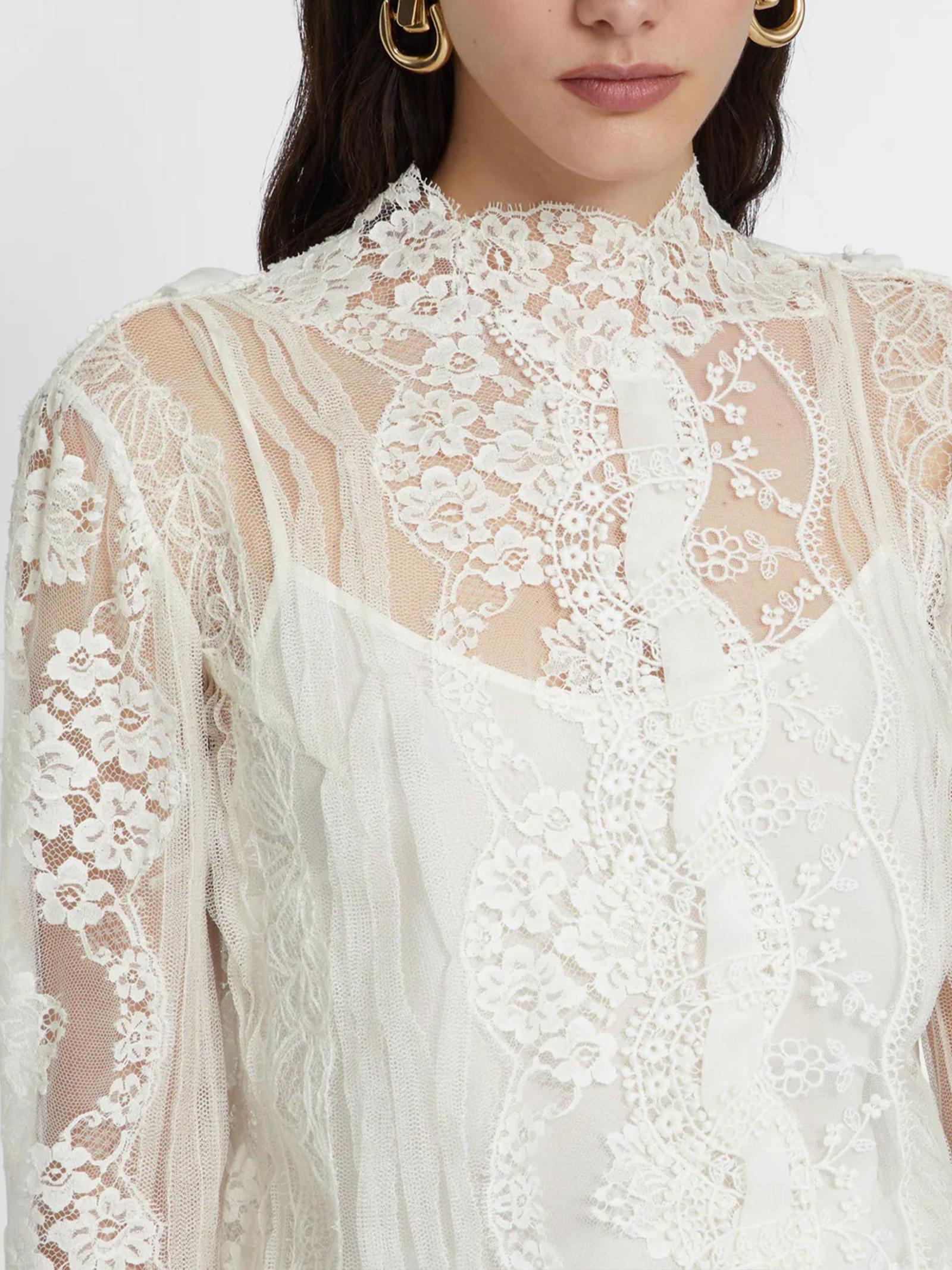 Camicia con ricami in pizzo D472K324CSEOI 10602 ERMANNO SCERVINO 