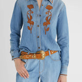 Camicia denim con ricamo a fiori D462K318TZD 94037 ERMANNO SCERVINO 