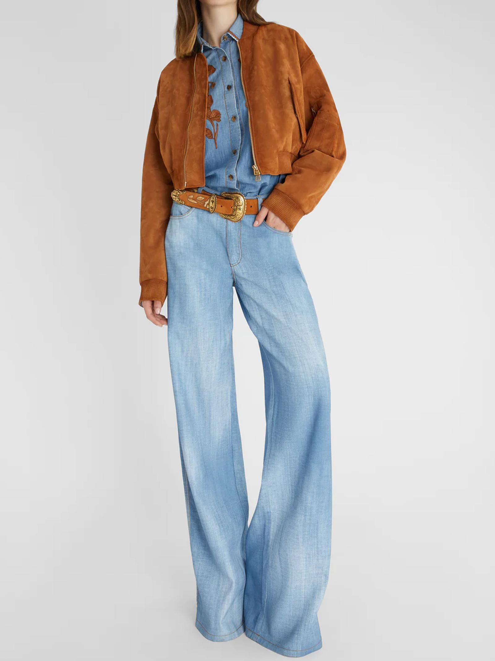 Camicia denim con ricamo a fiori D462K318TZD 94037 ERMANNO SCERVINO 