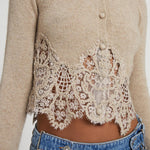 Cardigan cropped in cashmere e pizzo D475N314APPYU M1507 ERMANNO SCERVINO 