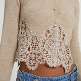 Cardigan cropped in cashmere e pizzo D475N314APPYU M1507 ERMANNO SCERVINO 