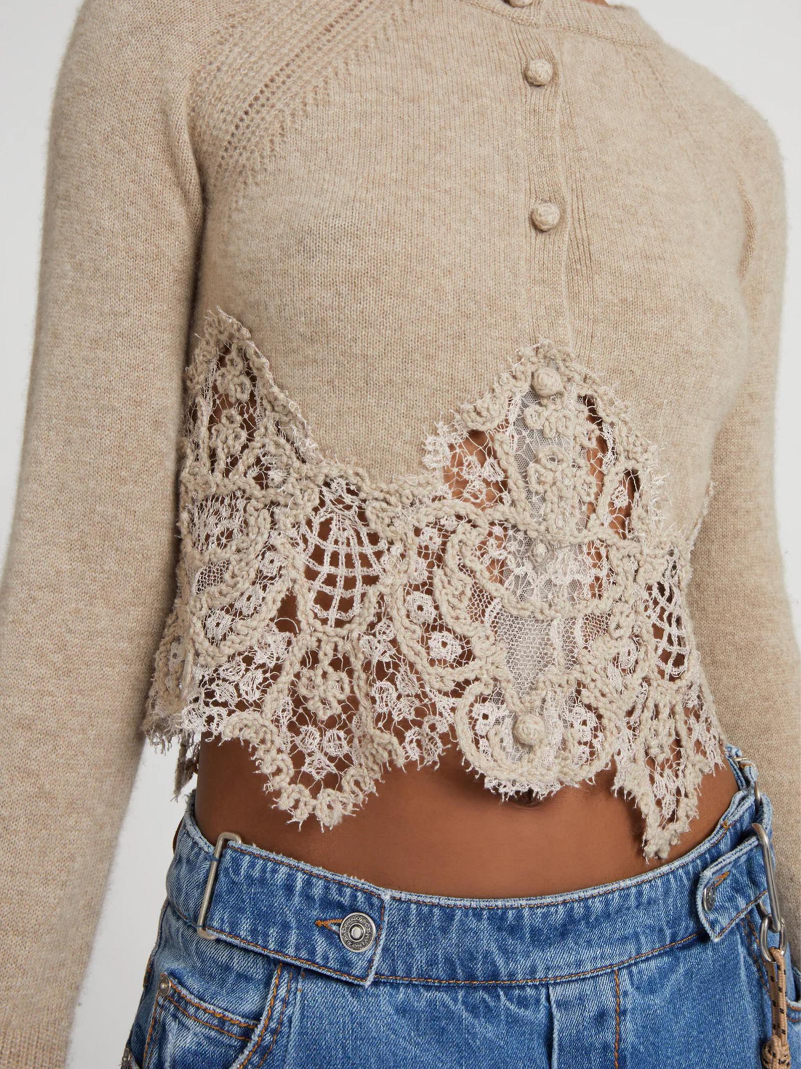 Cardigan cropped in cashmere e pizzo D475N314APPYU M1507 ERMANNO SCERVINO 