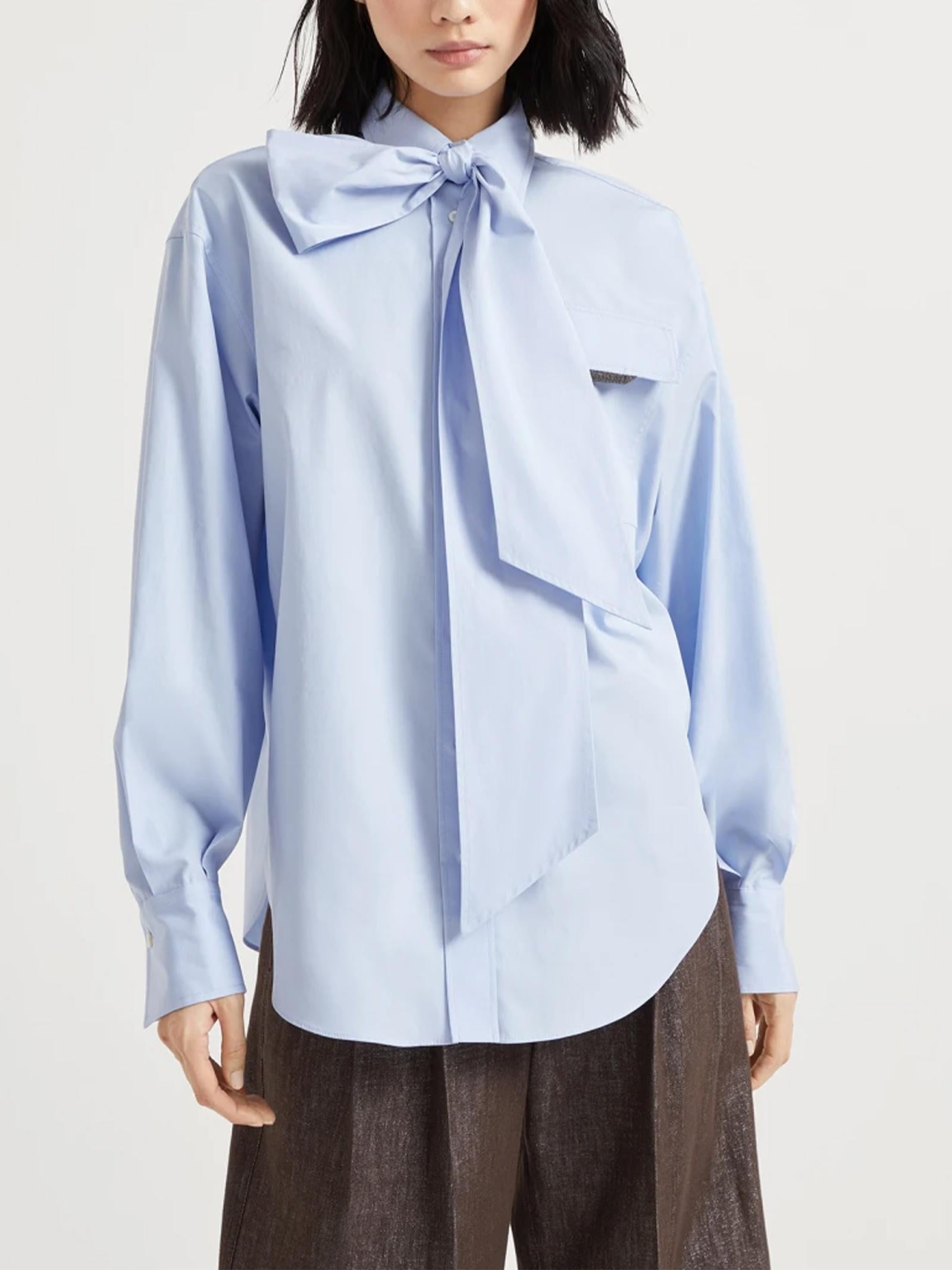 Camicia in popeline di cotone MH772MY526 C172 BRUNELLO CUCINELLI 