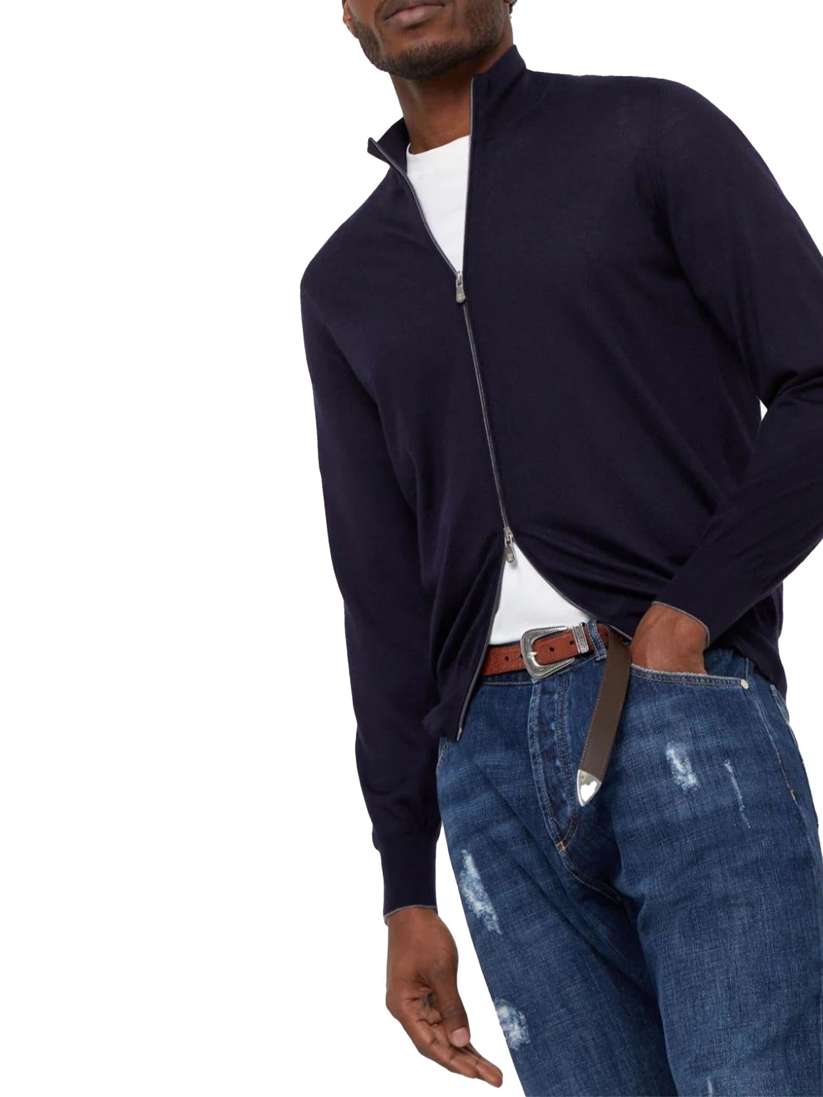 Cardigan con zip M2300106 CW425 BRUNELLO CUCINELLI 