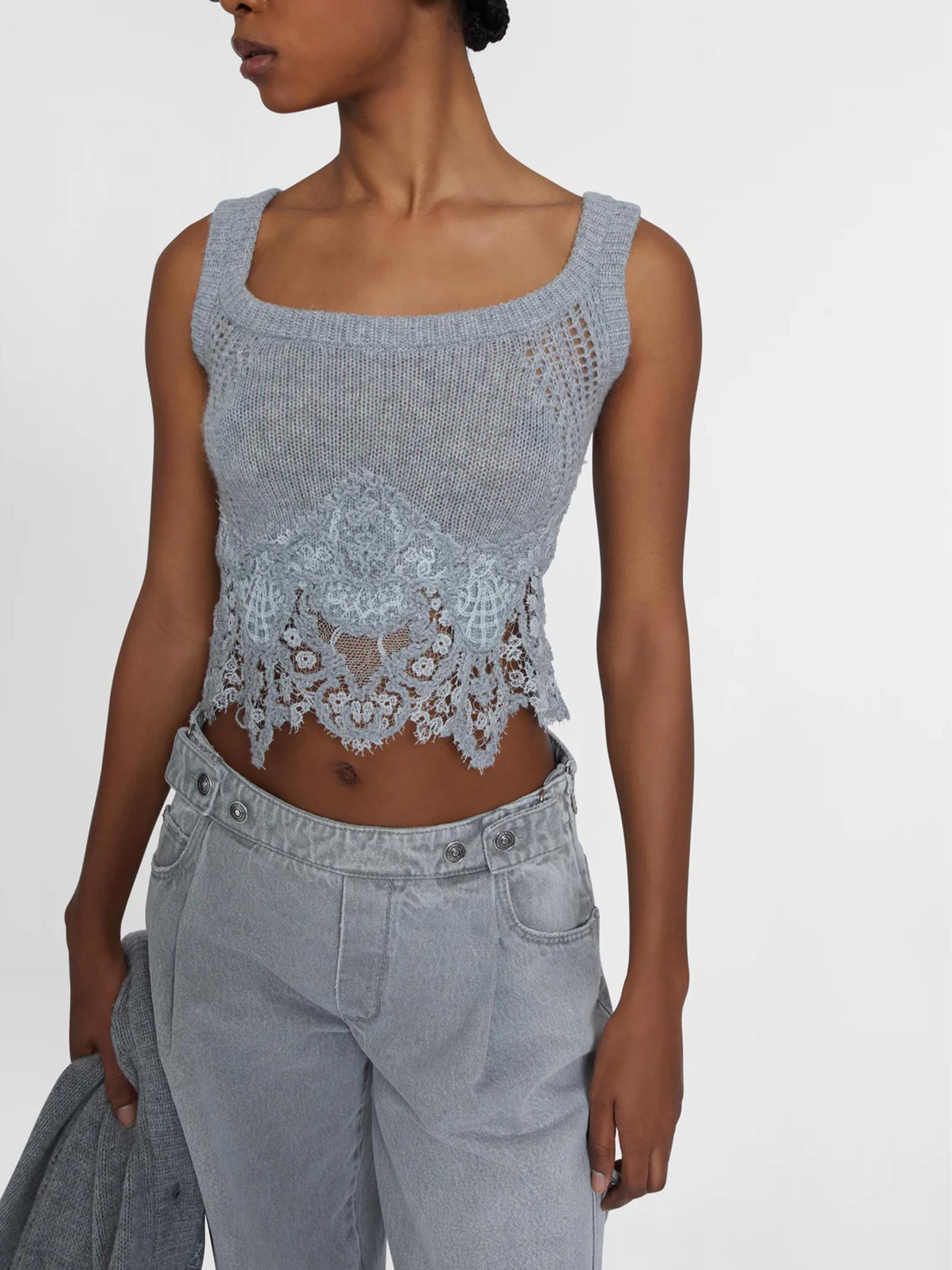 Top cashmere con pizzo D475L305APKFX M2921 ERMANNO SCERVINO 